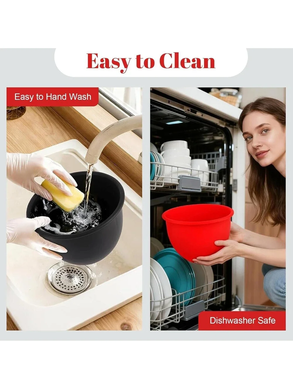 3-Pack Silicone Bowl Liners with Lids Compatible with 5 Qt KitchenAid Mixer